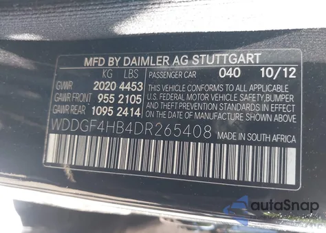 2013 Mercedes-Benz C 250 Luxury/Sport from USA, damaged, VIN WDDGF4HB4DR265408